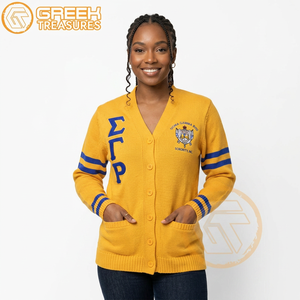 Cardigan d'hiver décontracté personnalisé en acrylique brodé avec appliques Sigma Gamma Rho, haute qualité, respirant, pour femmes de la sororité grecque Phi - Product Image 4