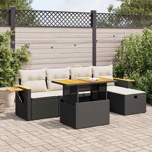 Conjunto de Sofá de Jardín con Reposabrazos Ajustables Grandes en Ratán Sintético Negro - Product Image 1