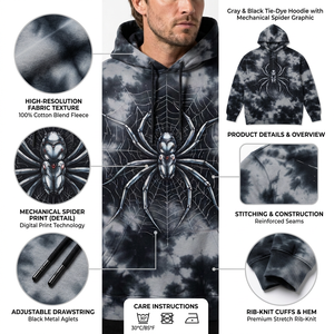 เสื้อฮู้ดดี้ผู้ชายลายใยแมงมุมแบบฟอกสีสไตล์วินเทจทรงโอเวอร์ไซส์ สตรีทแวร์ ขายส่ง - Product Image 3