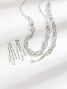 Parure de bijoux de luxe AMBER JEWELS en argent 925 et moissanite, avec boucles d'oreilles, collier et bracelet à pampilles, bijoux fins en or 14 carats - Product Image 2