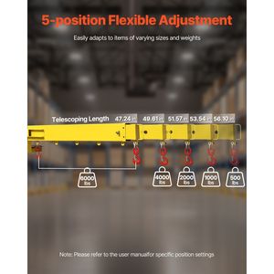 6000lbs Capacity <b>Manual</b> Telescoping Jib Boom Crane for <b>Forklift</b> 56.1 Inch Extend 2 Hook Mobile Crane Attachments & Spare Parts - Product Image 4