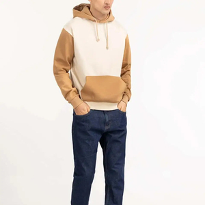 Sweat-shirt à capuche pour homme, color-block, manches raglan, coupe classique, 100% coton molletonné, poche, vêtement décontracté pour l'hiver - Product Image 5