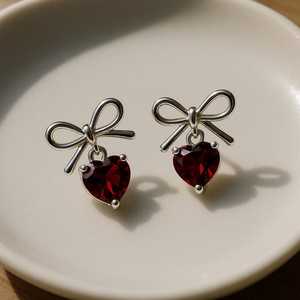 Pendientes de Corazón de Granate Hechos a Mano, Plata de Ley 925, Oro de 14K, Certificados por IGI, Joyería Fina Romántica, Regalo para Mujer, Fiesta - Product Image 5