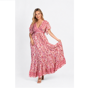 Bohemian V Neck Silk Maxi <b>Dress</b> for Women Printed Summer <b>Dress</b> Elegant Beachwear Casual Party <b>Dress</b> at Wholesales Price - Product Image 1