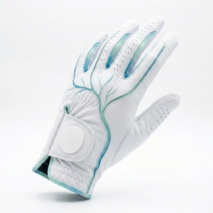 Gant de golf blanc pour gaucher avec motif d'arbre, en cuir véritable, respirant, fermeture auto-agrippante, pour femmes, sport - Product Image 2