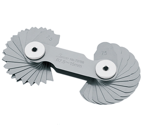 Medidor de radio SHINWA 73768 para medir curvas, 32 hojas, rango R7.5-15mm, con 2 tipos de hojas: cóncavas y convexas - Product Image 1