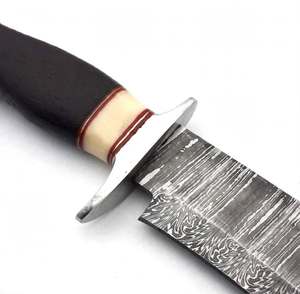 Herramienta Artesanal de Acero de Damasco Forjado a Mano con Mango de Hueso Blanco Liso y Madera de Ébano Oscuro - Product Image 6