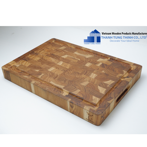 Planche à découper rectangulaire en bois massif, antidérapante, durable, non toxique, fabriquée au Vietnam - Product Image 3