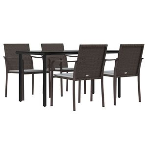 Set da Pranzo da Giardino in Rattan PE con 4 Posti, Struttura in Acciaio, Arredamento Esterno Contemporaneo - Product Image 5