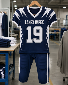 Nuevo Diseño de Uniforme de Fútbol Americano para Hombre, Conjunto de Jersey y Pantalones con Estampado por Sublimación Azul y Blanco, Número 19, Poliéster Transpirable - Product Image 5