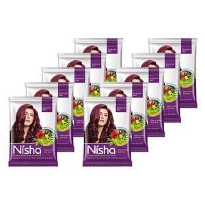 Henna natural en polvo Nisha para teñir el cabello en rojo burdeos, tinte para un cabello suave, sedoso y brillante para hombres y mujeres, 10g (paquete de 10) - Product Image 2