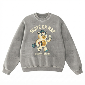 Sudadera con cuello redondo con efecto acid wash, venta al por mayor, fabricante de prendas personalizadas OEM ODM, ropa urbana vintage, fábrica de marca privada, personalización con efecto ácido - Product Image 4