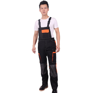<b>Men's</b> Black Breathable Reflective Safety Work Coverall Bib Needle Detection Orange Pockets Abrasion Resistant Cotton <b>Overalls</b> - Product Image 4