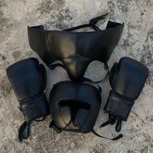 Juego de Guantes de Boxeo Profesionales de Cuero, Protector de Cabeza y Entrepierna, Equipo de Protección para Entrenamiento de Boxeo - Product Image 4