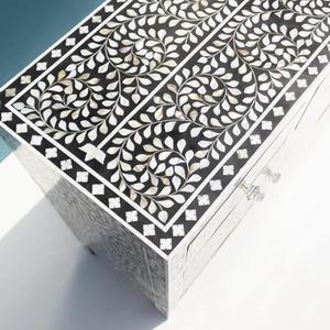 Tiroir en os incrusté, design moderne, détails en agate, rangement portable, mobilier de maison - Product Image 3