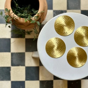 Artisan Hammered Brass <b>Coaster</b> Set Handcrafted Solid Brass <b>Drink</b> <b>Coasters</b> Heat Resistant Table Protector Luxury Table Decor - Product Image 4