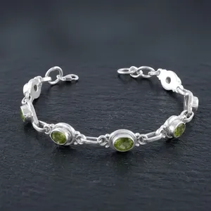Pulsera Elegante Hecha a Mano con Peridoto Genuino Brillante y Plata de Ley 925 para Mujer, Regalo de Joyería - Product Image 2
