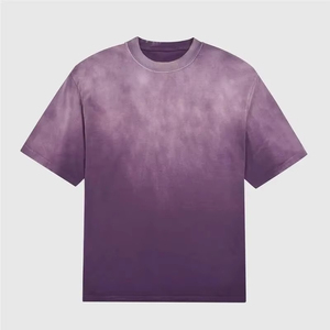 T-shirt imprimé délavé au soleil à col rond 100 % coton coupe ample pour homme, vente en gros 2026, logo OEM personnalisé, couleur personnalisée - Product Image 2