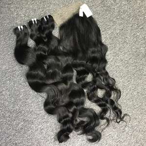 Extensiones de cabello humano vietnamita ondulado natural crudo alineado con cutícula sin procesar sin enredos - Product Image 3