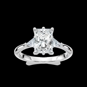 Anillo de Compromiso de Tres Piedras con Diamante Cultivado en Laboratorio de Corte Radiante de 2.50 CTW, Certificado IGI, Oro Sólido de 14K - Product Image 1