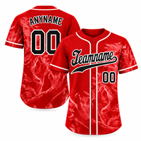 Jersey Baseball Poliester Sublimasi Kustom Pakaian Tim Biru Royal Kaos Olahraga Pendek Kancing Jahitan Nama Nomor Dicetak