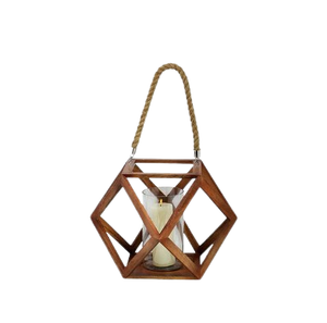 Faroles de Estilo Rústico para Decoración del Hogar, Farol Decorativo de Madera para Centros de Mesa de Boda, Farol de Vela Marrón Vintage - Product Image 6