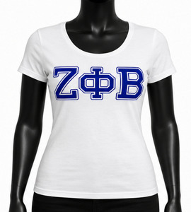Camiseta Blanca de Manga Regular para Hombre Phi Beta Sigma, Letras Griegas Azules, Cuello Redondo, Corte Regular, Tejido Jersey 100% Algodón Ecológico - Product Image 1
