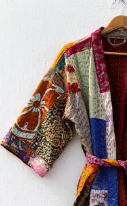 Nouveauté Veste Kantha vintage en coton Robe Kimono Kantha ethnique style bohème pour femmes - Product Image 3
