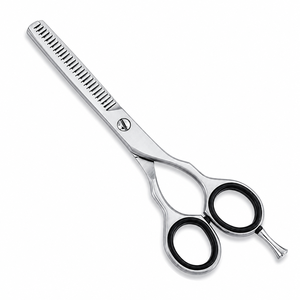 Thinning Scissors Stainless Steel 30 Teeth Blunt Tip Right Handed <b>Long</b> <b>Handle</b> Rubber Grip Hair Cutting <b>Shears</b> - Product Image 1