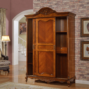 Classic Traditional American Style Sliding <b>Wardrobe</b> Solid Mahogany Closet Natural Finish Antique Bedroom Furniture Customized - Product Image 1