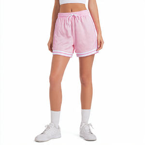 กางเกงบาสเก็ตบอลตาข่ายปักโลโก้แบบกำหนดเอง ไม่มีกระเป๋า เอวสูงรูดเชือก กางเกงกีฬาตาข่ายสำหรับผู้หญิง - Product Image 1