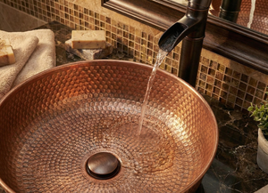 Hammered Copper Sink Vintage Bathroom Sink Handcrafted <b>Round</b> Vessel <b>Basin</b> Rustic Luxury Copper Wash <b>Basin</b> Decorative <b>Round</b> Sink - Product Image 6
