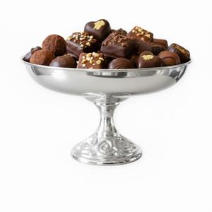 Elegante Tazón Decorativo Plateado Hecho a Mano, Tazón para Chocolate, Porta Postres para Eventos y Ocasiones Especiales - Product Image 1