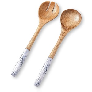 Cucharas y Tenedores de Madera Orgánica para Ensalada de Mango de 11 Pulgadas, Utensilios de Madera Premium para Servir Ensalada, 2 Piezas, Utensilios de Cocina - Product Image 1