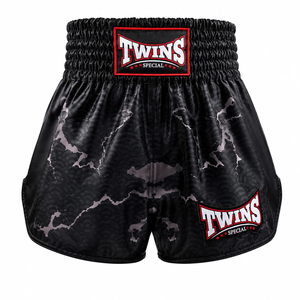 Premium Twin Mixed Martial Arts <b>Shorts</b> <b>Men</b> <b>Black</b> Green Logo Sublimation Print Moisture Wicking Regular Fit Adult MMA Wear - Product Image 3
