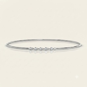 Bracelet jonc à maillons délicats en or jaune 14K avec diamants de laboratoire sertis clos, 0,15 carat au total, modèle VB-SR191 - Product Image 5