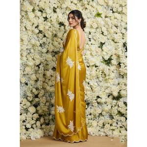 Sari de soirée avec broderie, sequins et bordure ajourée - Product Image 6