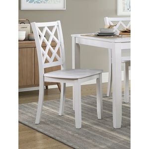 Juego de Comedor Clásico Transicional de 5 Piezas, Acabado Blanco, Mesa de Comedor de Madera, Cuatro Sillas con Respaldo de Rejilla, Elegante para el Comedor - Product Image 2