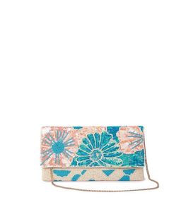 Bolso de Mano de Lujo con Cuentas de Turquesa y Bordado Bohemio, Cierre de Solapa, Hecho a Mano, Lona Premium, Floral, para Fiestas, Uso Diario y Nocturno - Product Image 1