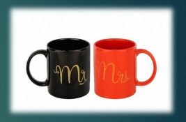 Coffret Cadeau Nouveauté Tasses à Café en Grès Céramique Intérieur Glaçuré Couleur Sérigraphiée Tasses de Couple Usage Quotidien - Product Image 2