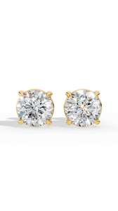 Boucles d'oreilles solitaires de luxe en or rose avec diamants de laboratoire taillés couleur D, certifiés IGI, diamants fins de laboratoire certifiés IGI - Product Image 1
