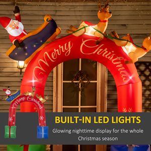Arco Gonfiabile Natalizio da 2,7 m con Babbo Natale su Slitta, Decorazione LED da Esterno per Giardino, Prato, Feste e Festività - Product Image 4