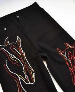 Vintage Custom Embroidered Baggy Jeans <b>Men</b>’s Wide Leg Streetwear <b>Denim</b> Pants Gothic Hip Hop Loose Fit Oversized Trousers - Product Image 3