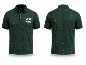Camiseta de Manga Corta Verde para Hombre, Tejida en Poliéster/Algodón, Transpirable, Estilo Casual, con Logotipo Personalizado Bordado en la Parte Delantera - Product Image 1