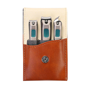 Premium Stainless Steel Manicure Nail Clippers Sets Premium Nail Cutting Tools Set with OEM Leather Caring Pouch - Product Image 1