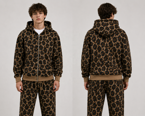 <b>Leopard</b> <b>Print</b> Zip up Hoodie Oversized Fleece Pullover Hooded <b>Sweatshirt</b> Kangaroo Pocket Front Logo Women's Streetwear - Product Image 6