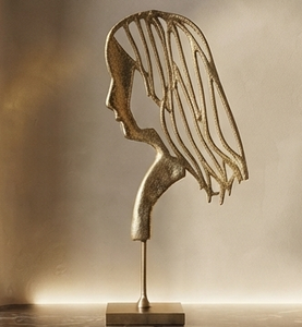 Objet décoratif en aluminium de haute qualité pour la décoration de la maison, sculpture antique à motif vertical élégant avec finition dorée pour femmes - Product Image 5