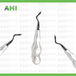 Elevador dental manual ergonómico AHI Custom Twist Angled Left de acero inoxidable, certificado CE Clase I, color plateado - Product Image 3