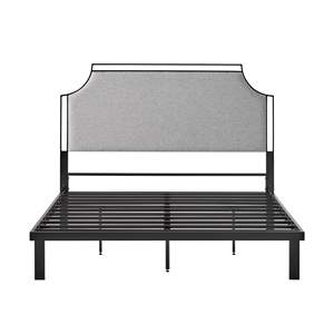Tradicional Gris Queen Bedframe Metal Tapizado Elegante y Elegante - Product Image 2