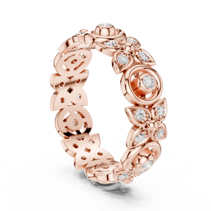 Anillo floral de oro rosa para mujer, anillo de boda con flor de cristal, regalo de joyería de moda de lujo para aniversario - Product Image 3